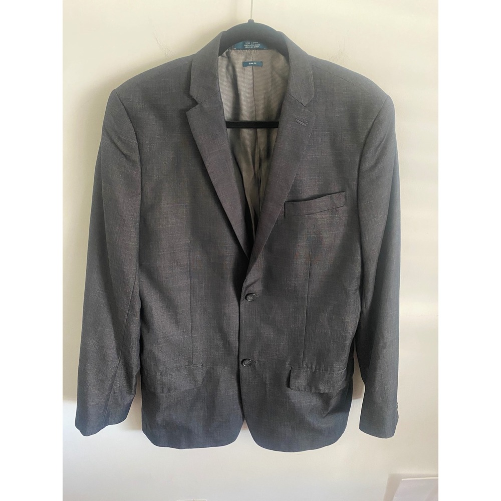 Perry Ellis Men's Slim Fit Dark Gray Textured Blazer Sport Coat
